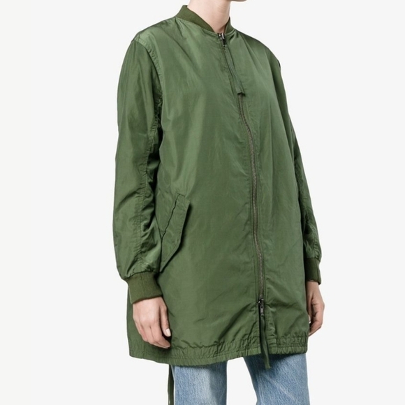 Vince Army Green Oversized Parka Utility Bomber Jacket Women's Size S - Picture 3 of 14